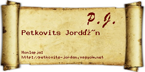 Petkovits Jordán névjegykártya